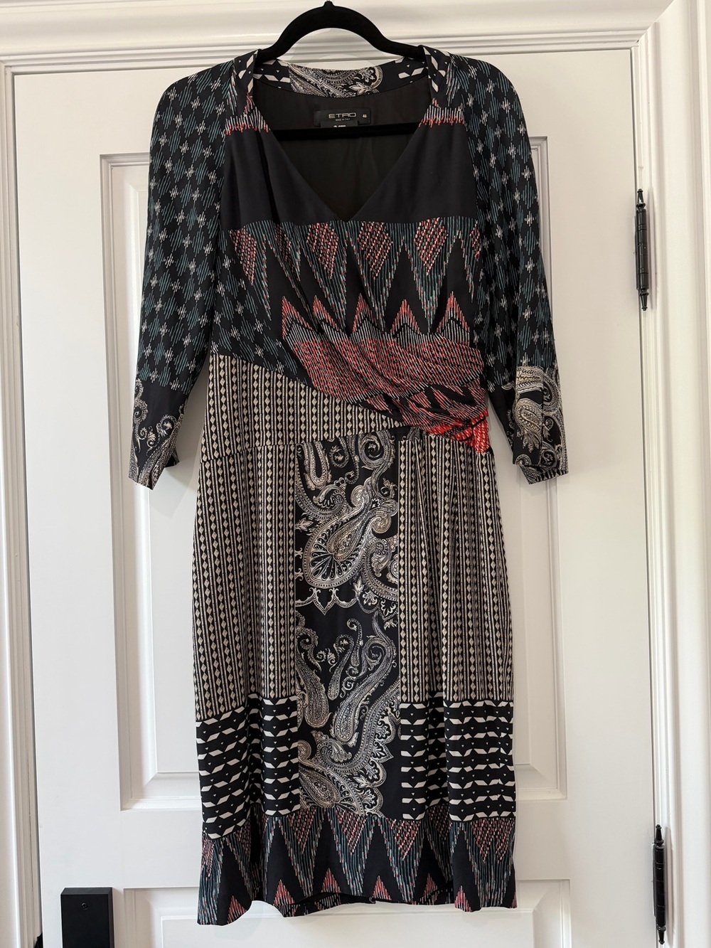 Etro Mixed Pattern Silk Midi Dress - Size 46 - EUC